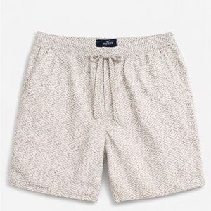Hollister Men’s Beige Pattern Linen Blend Shorts